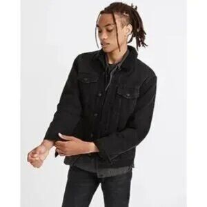 Black Denim Sherpa Lined Jacket - Madewell Men's